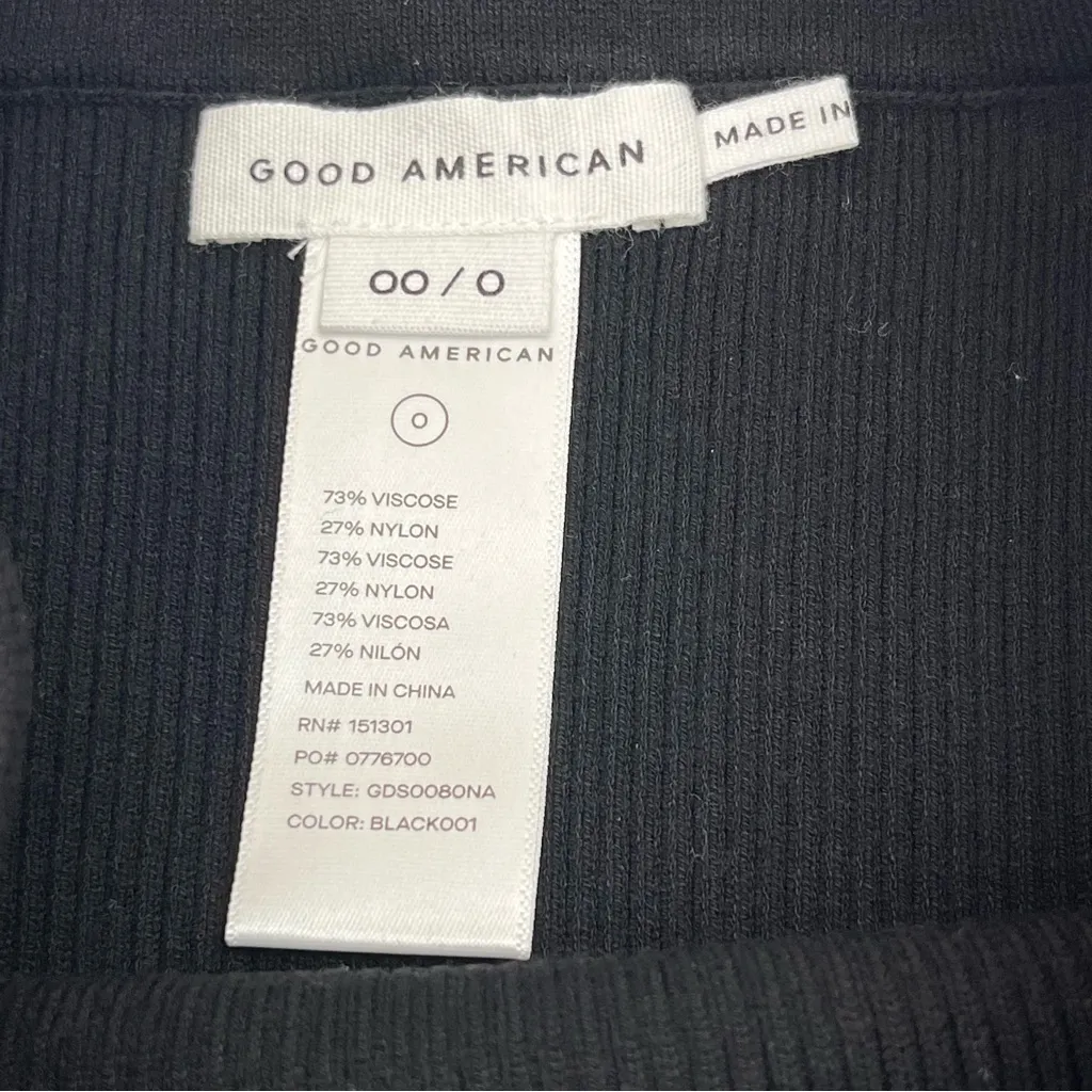 Good American‎ Ribbed Knit Pencil Skirt Womens Size 00 / 0 Black Lettuce Hem NEW - Image 3