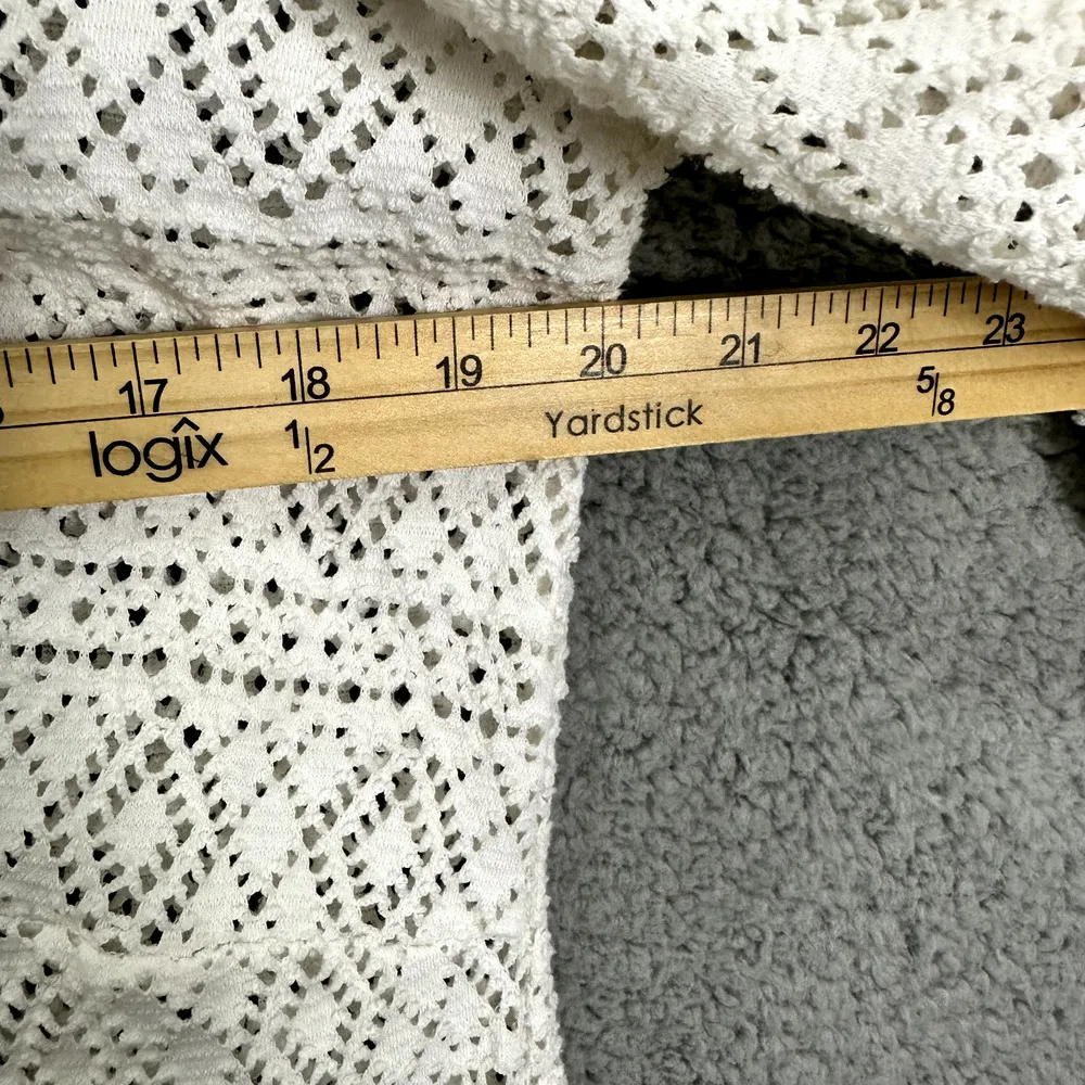 Fashion Bug Cover Up Dress Womens 0X Cream Crochet Open Knit Beach‎ Vacation Vtg - Image 4