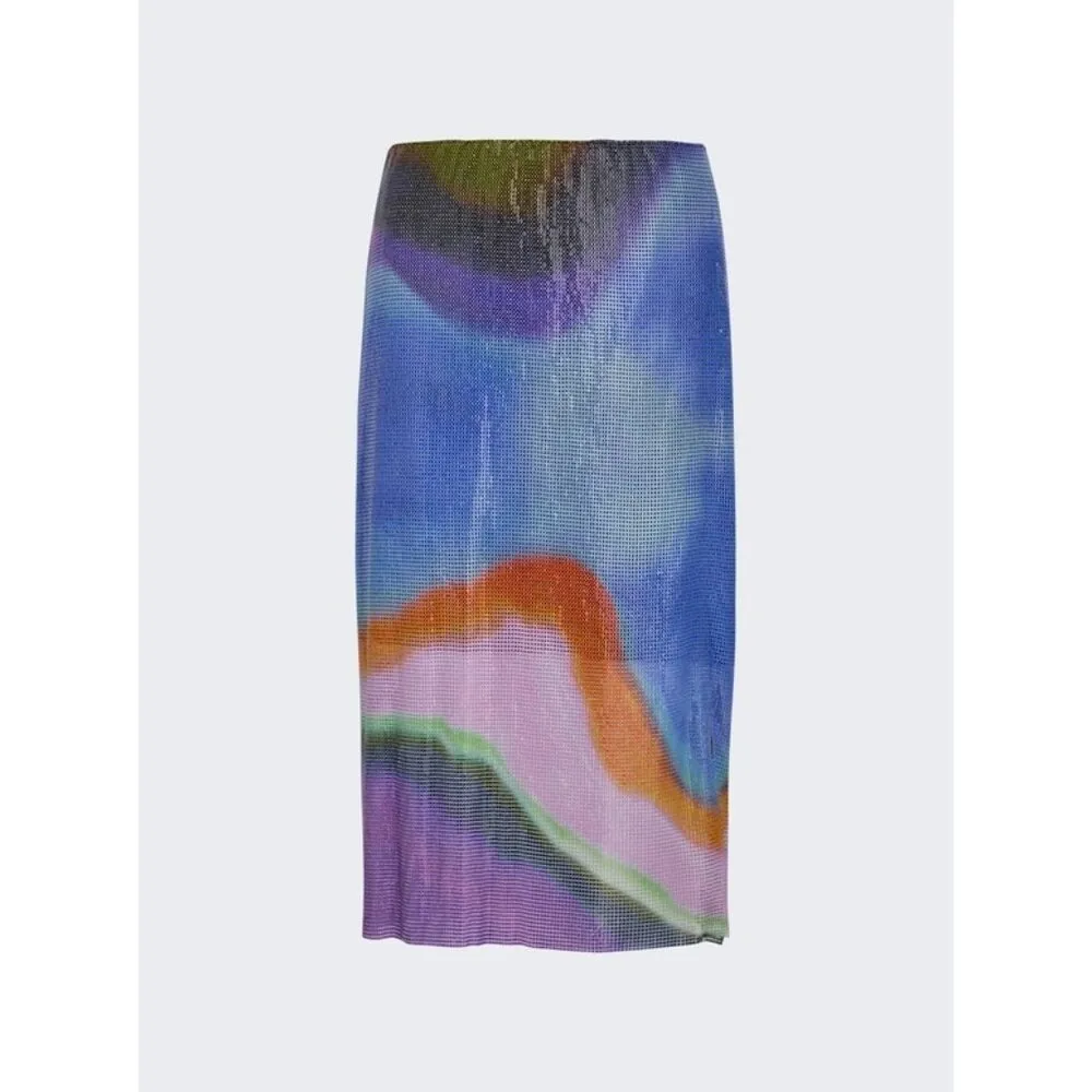 Christopher Esber Aura Glowmesh Midi Skirt in Aura Print US 0 New Womens Metal Blue - Image 10