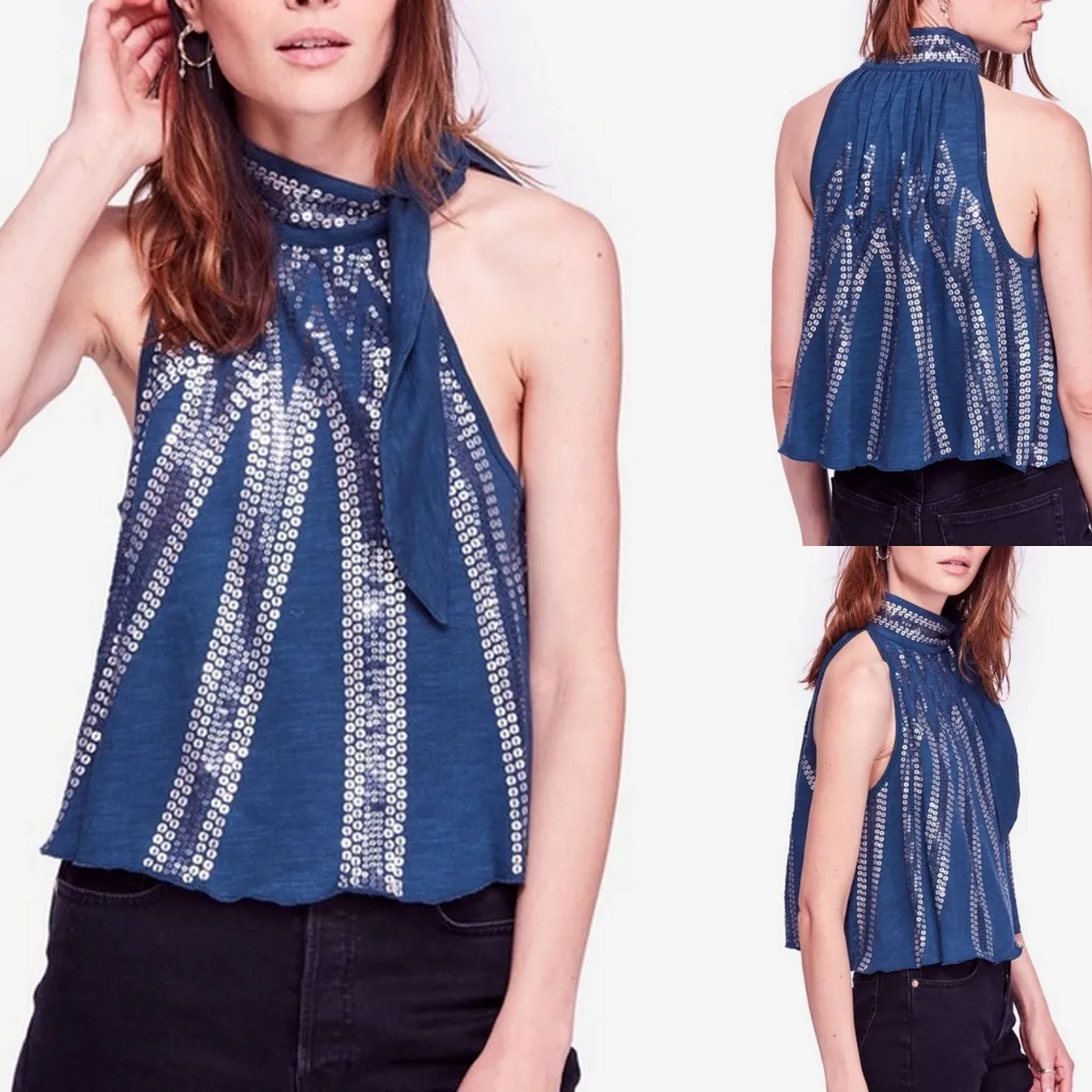 NWT Free People Glitter City Sequins Detailing Blouse - Image 2