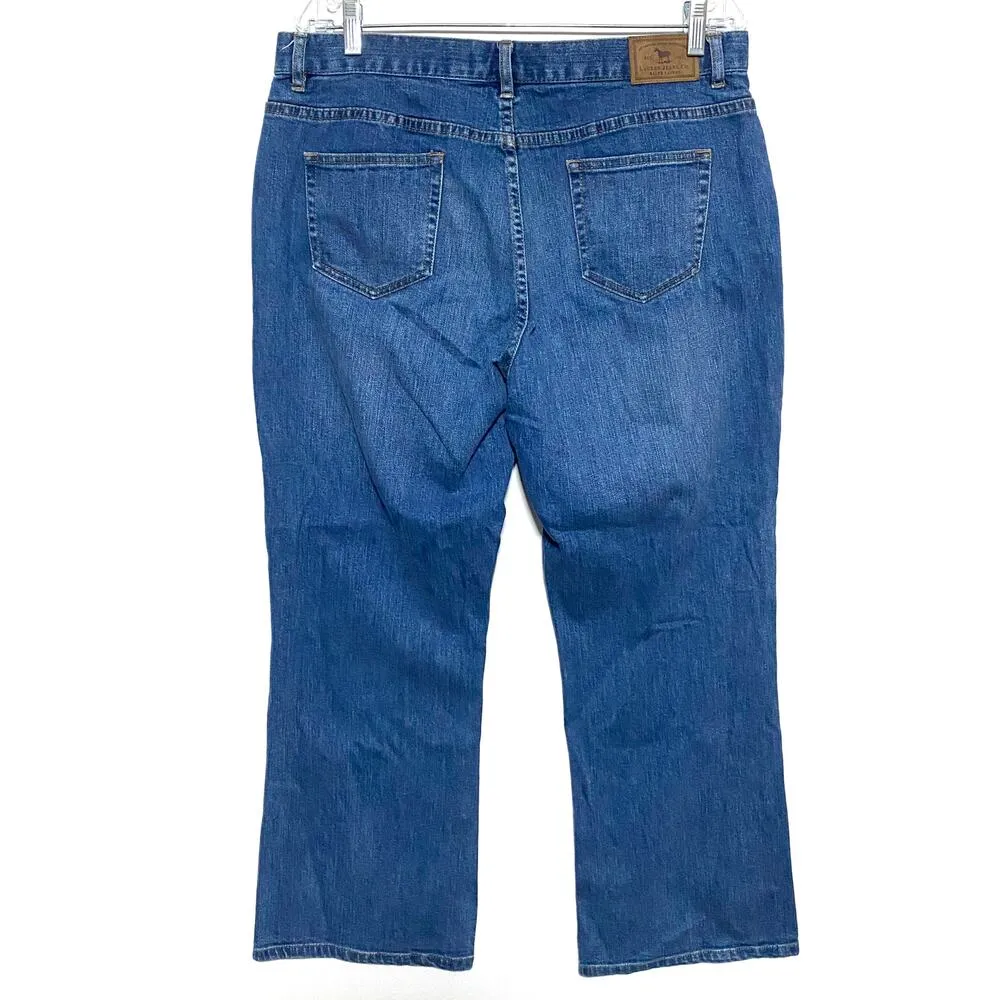 Ralph Lauren Jeans Co Stretch Floral Embroidered Beads Womens 14P 14 Petite Blue - Image 6