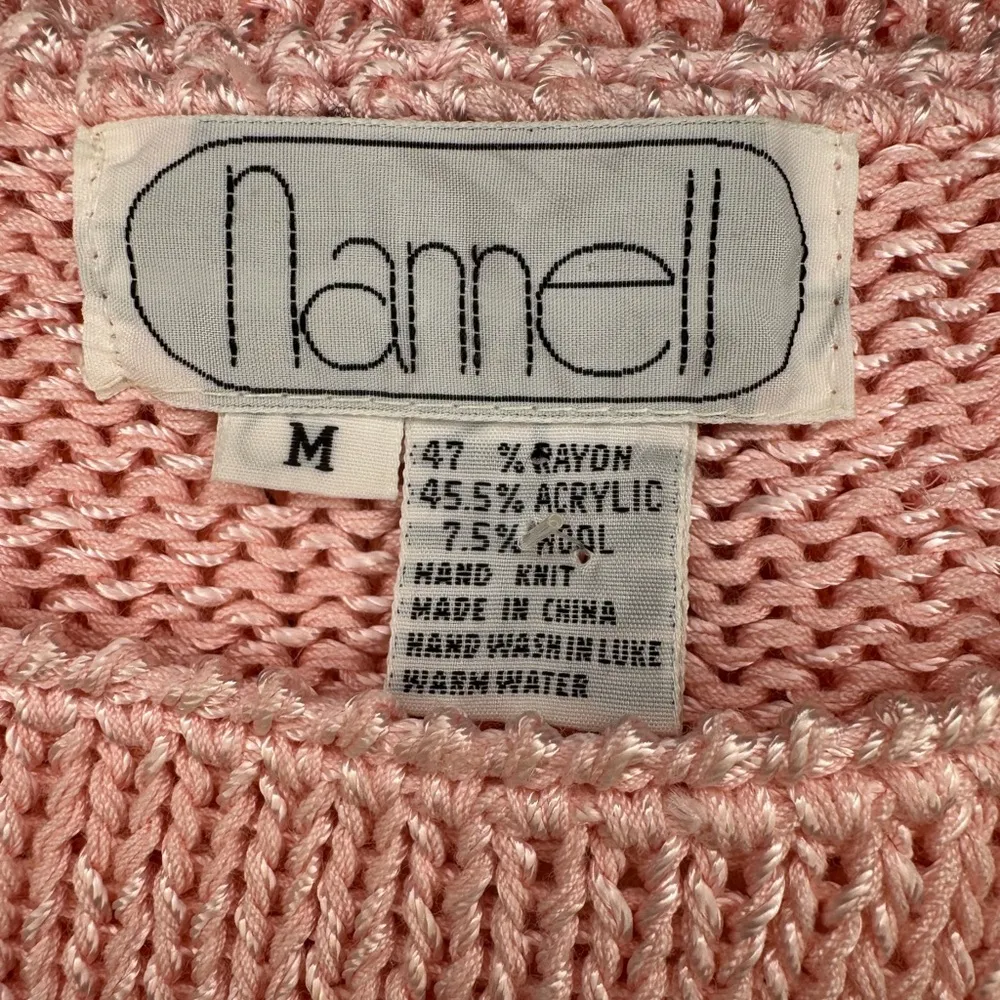 Nannell Pastel Colored Hand Knit Sweater Size Medium Pink - Image 12
