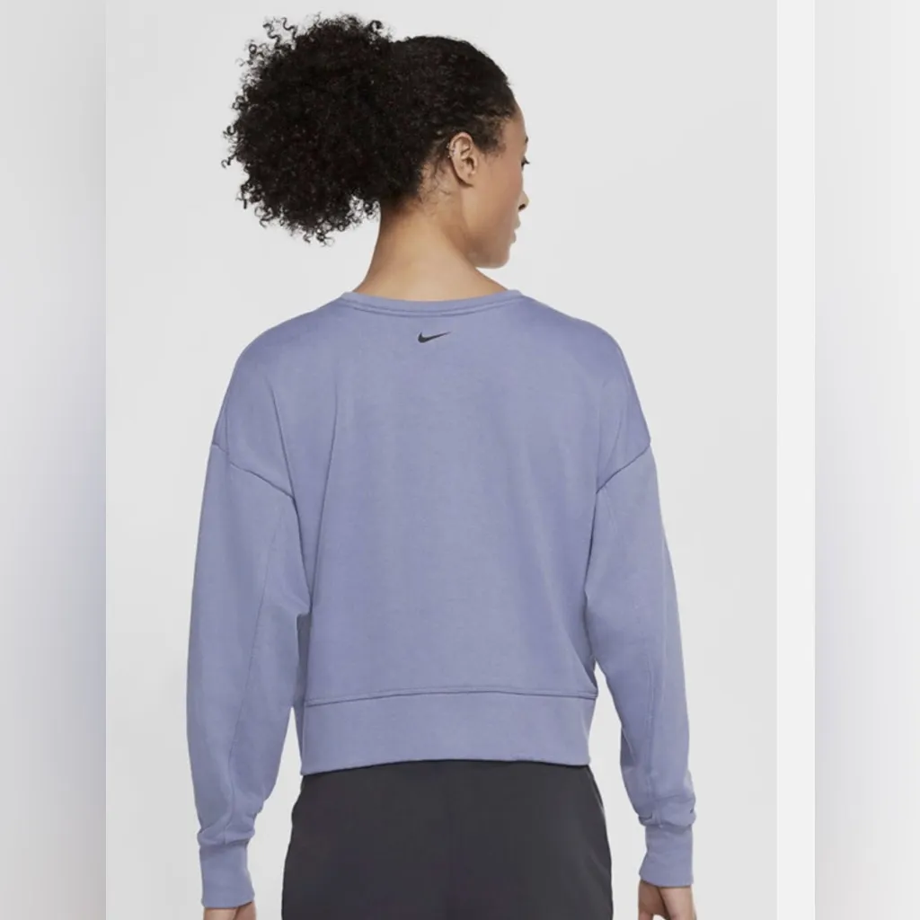 Nike Women's Dri-FIT Fleece Sparkle Logo Top Pullover Oversized Blue Size S - Image 2