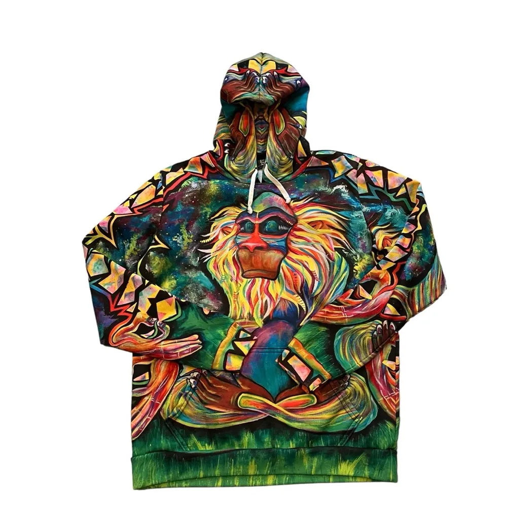 Electro Threadz Meditating Rafiki Unisex Hoodie, Sz L Size L - Image 11