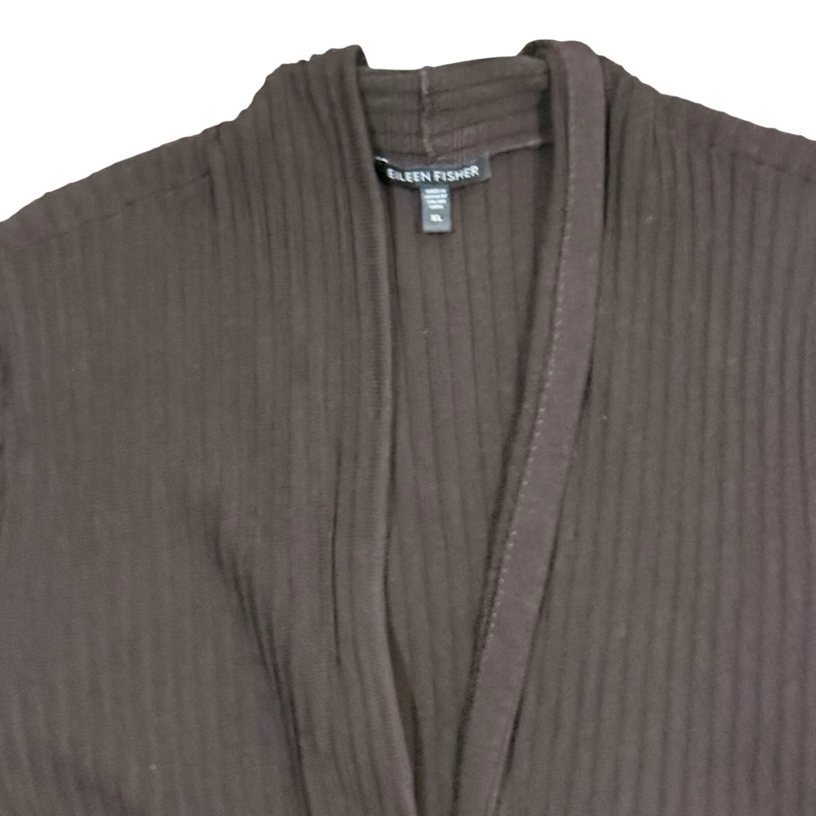 Eileen Fisher Woman Sweater Womens Size 1X Brown Cardigan Wool Italian Yarn - Image 3
