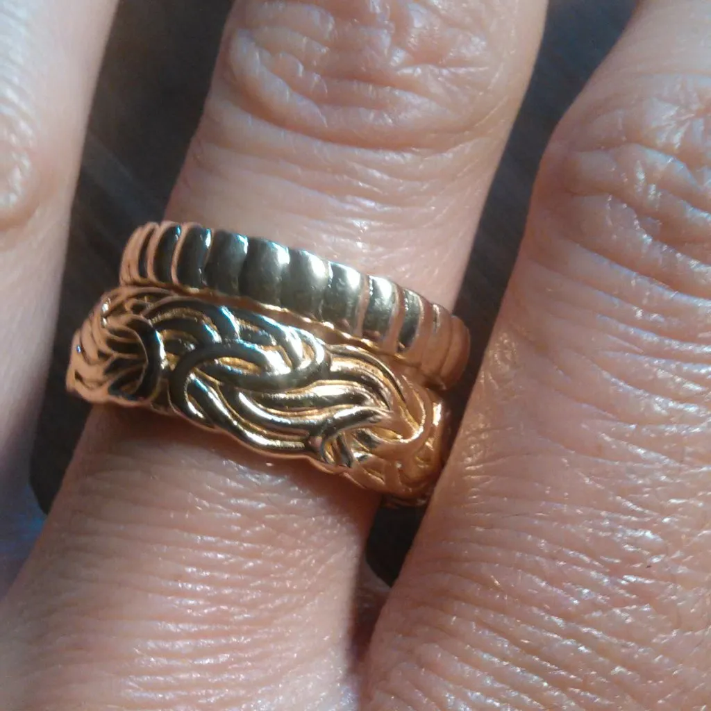 Love Weave Set of Two 18K Yellow Gold Ion Plated Bronze Rings (Size 9) - Image 2