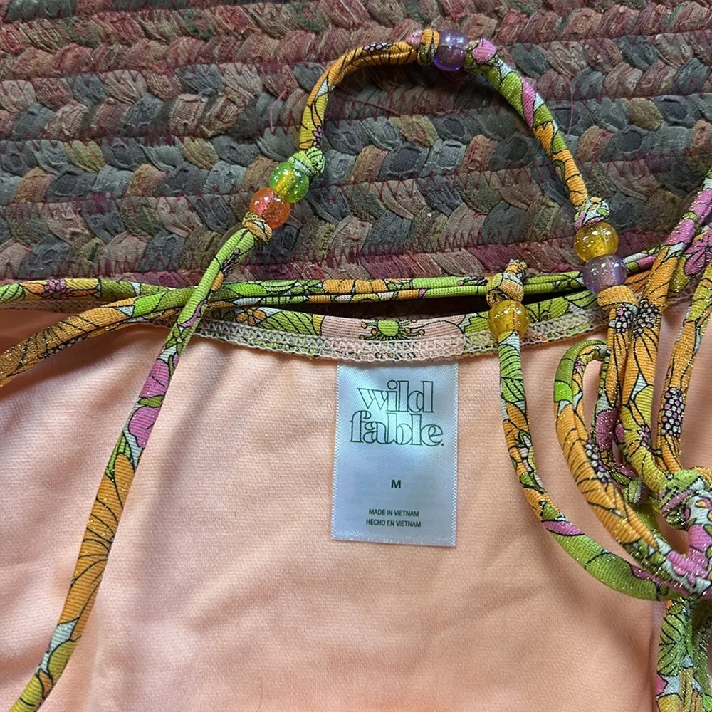 WILD FABLE STRAPPY DETAIL FLORAL BIKINI BOTTOMS CHEEKY HIGH CUT - Image 2