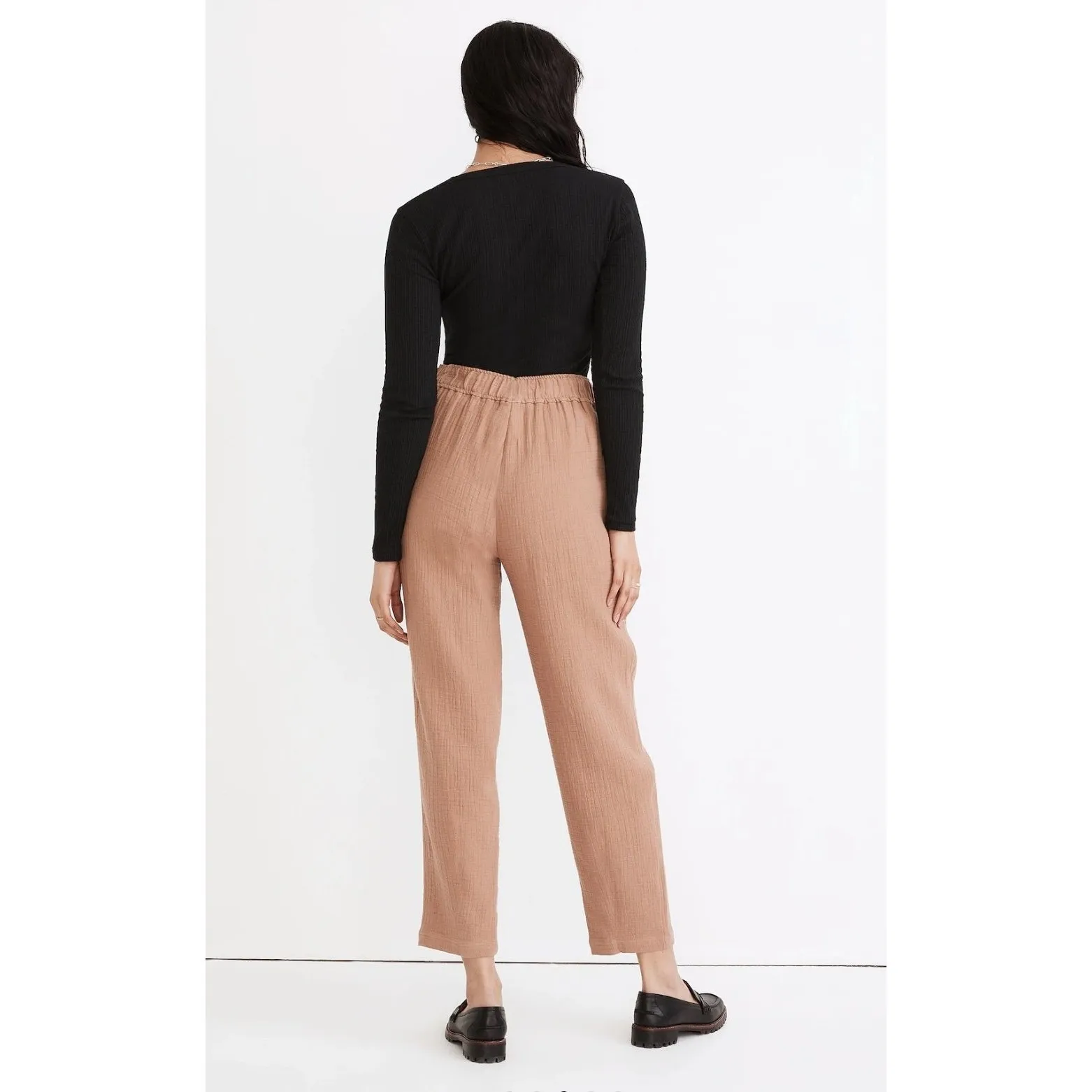 MADEWELL Cotton-Linen Pull-On High-Rise Tapered Pants: Button-Front‎ Edition - Image 3