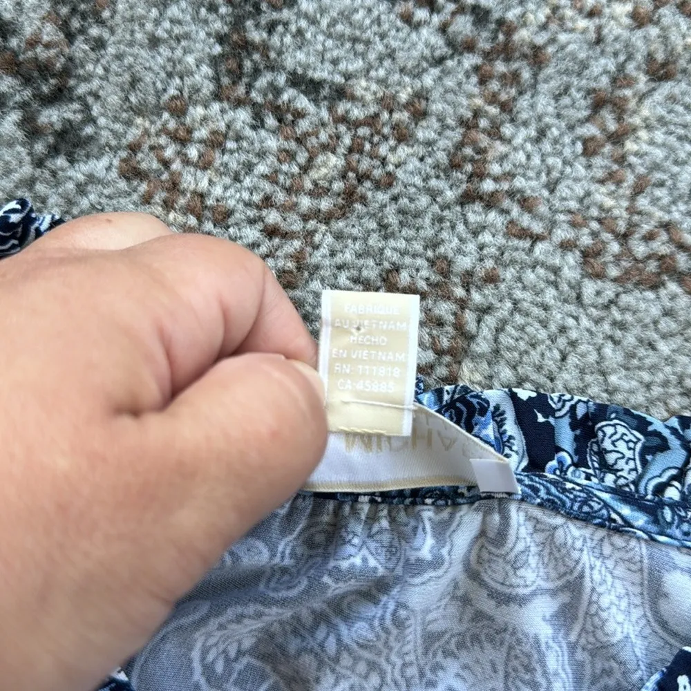 MICHAEL Michael Kors Arabesque Paisley-Print Top Blue Medium - Image 5