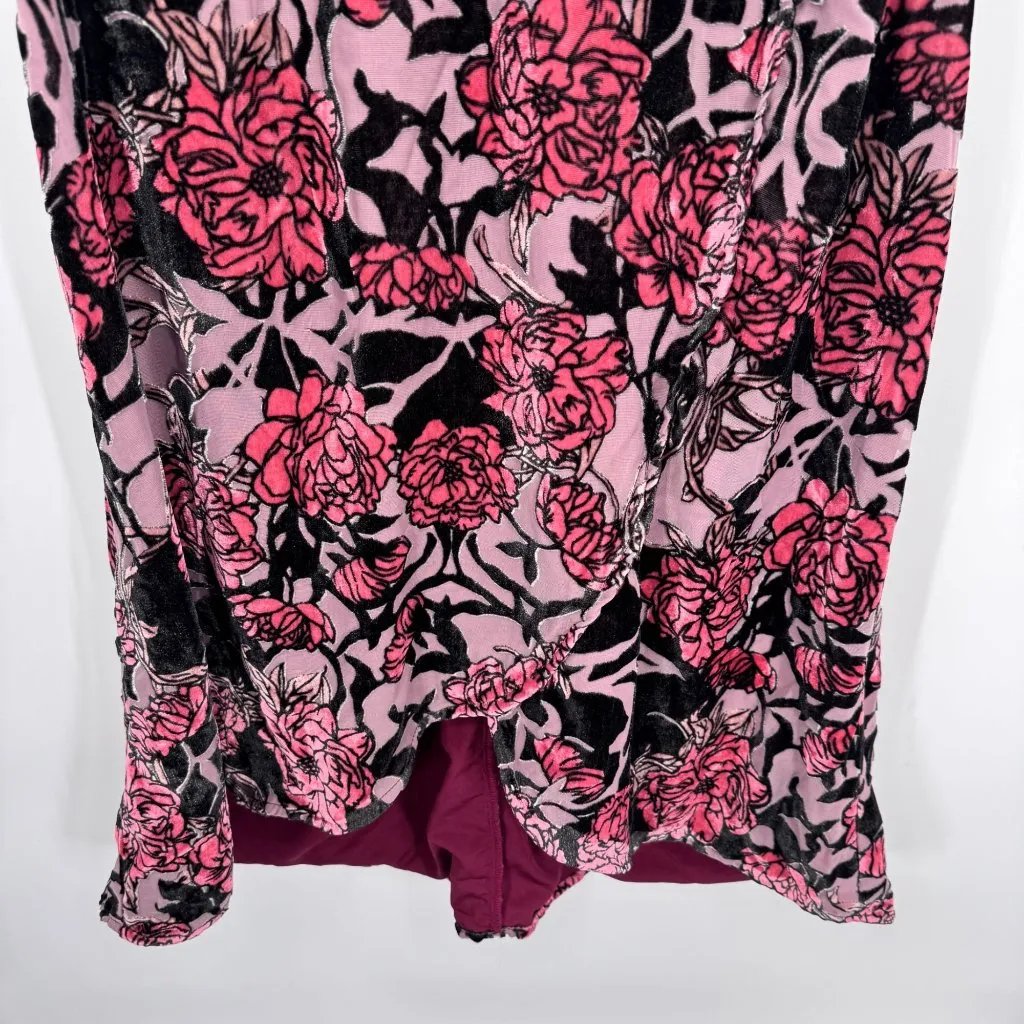 Leith Burnout‎ Velvet Whimsigoth Fairy Dress Womens Medium Black Pink Rayon - Image 4