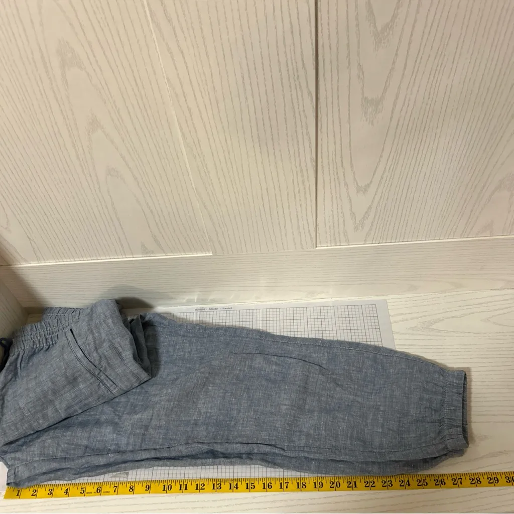 Athleta Pant Women Size 4 Blue Linen Lounge Vacation Travel Coastal Beach Resort - Image 7