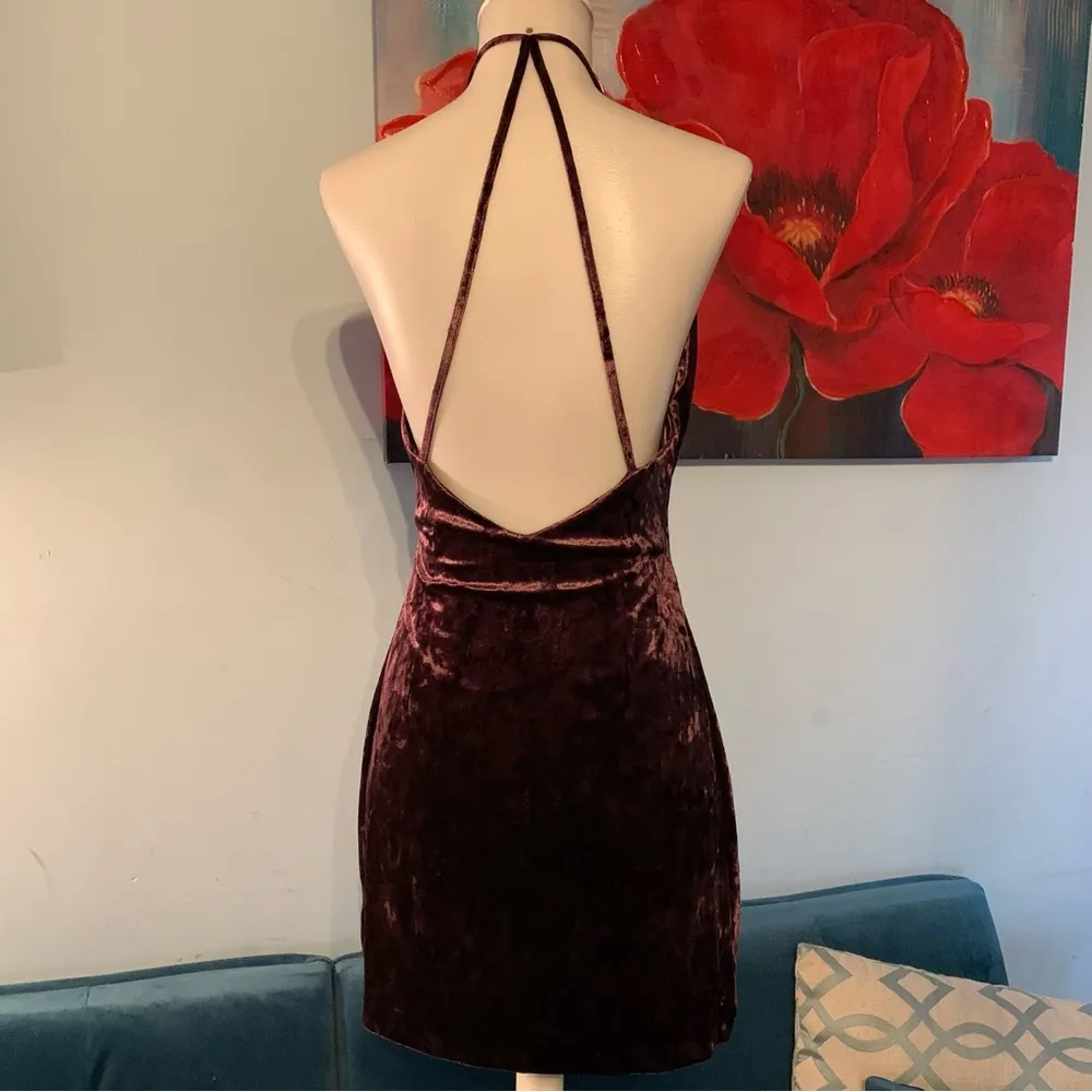 Zara Plum Velour Strappy Short Cinched Dress Size S Small Party Occasion - Image 5
