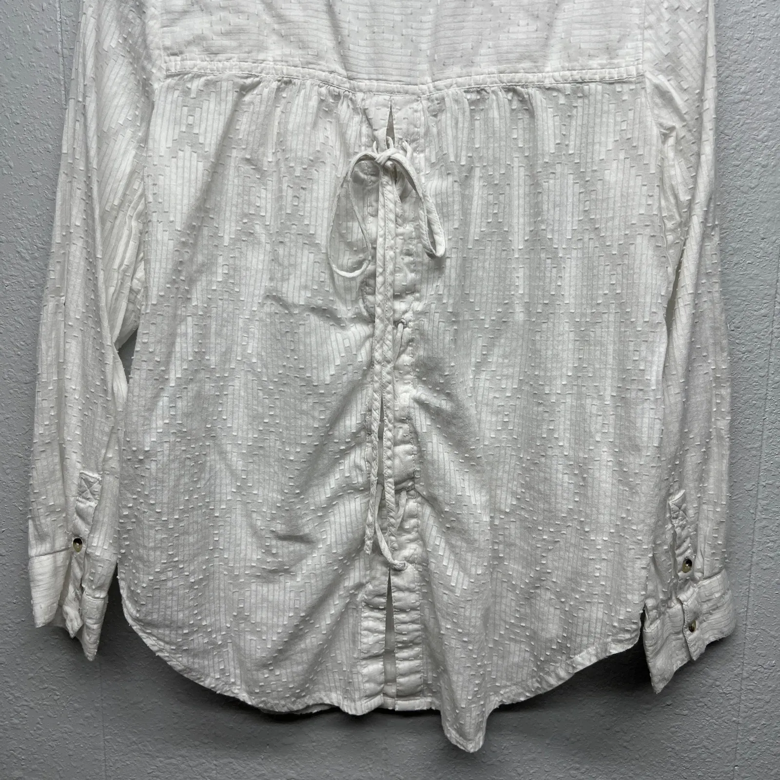 Caffe Marrahkesh Shirt Womens Small Cotton Oversized Relaxed Boho Beachy Western White - Image 9