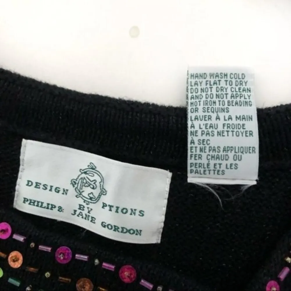 DESIGN OPTIONS Black Christmas Sweater Philip Jane Gordon NEW Size Medium XMAS - Image 6
