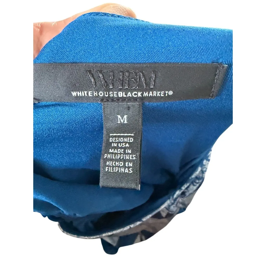 WHITE HOUSE BLACK MARKET Blue Floral Keyhole Tank Top Size Medium - Image 6