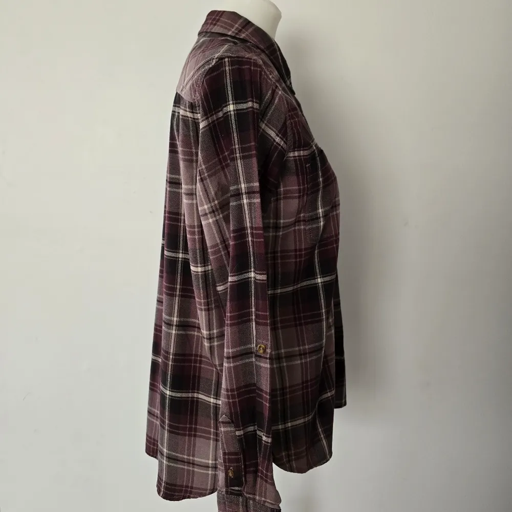 Carhartt Fairview Purple Plaid Roll Tab Button Down Size Medium - Image 4