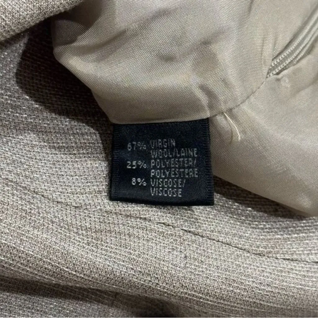 Lafayette 148 Tan and White Textured Pencil Skirt Wool‎ Blend Career Capsule 12 - Image 7