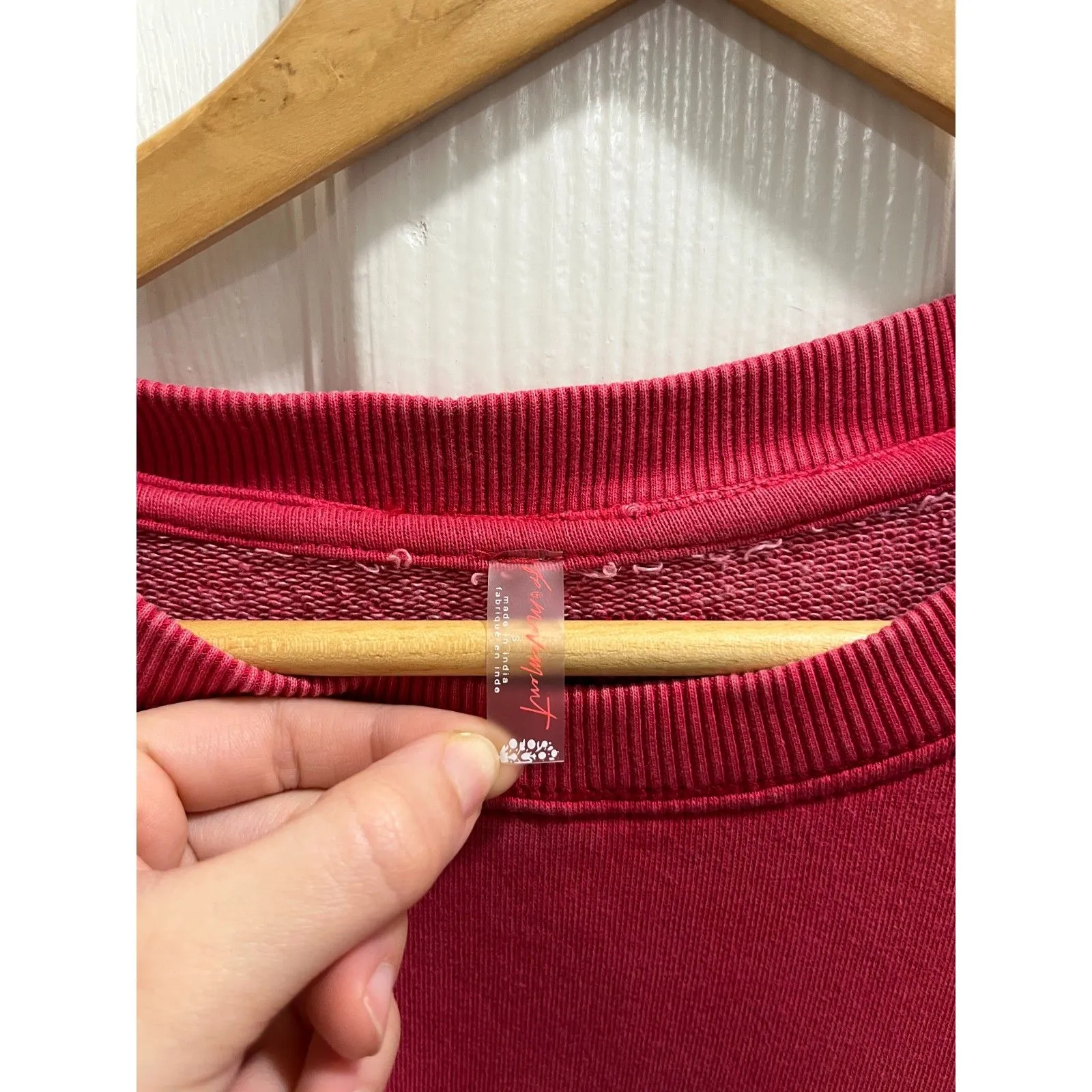 Free People Movement All Star Solid Pullover Size Small Oversized Winterberry Red - Image 6