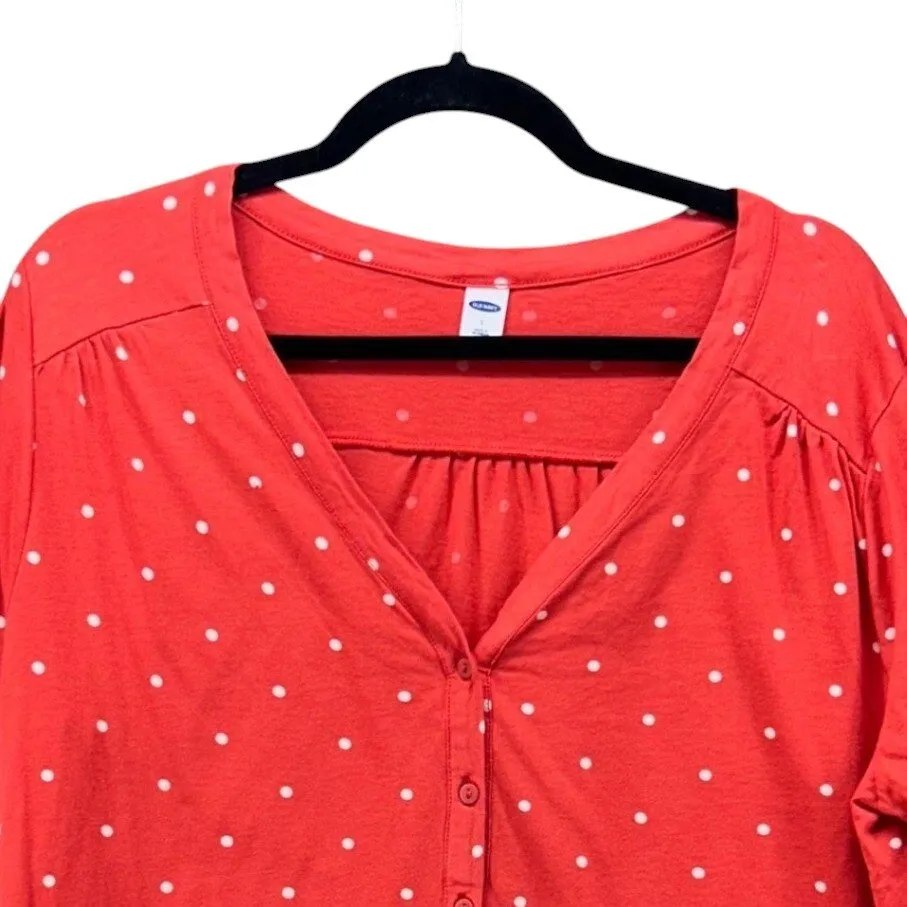 Old Navy Womens Blouse Size L Polka Dot Vibrant ‎ V-Neck Long Sleeve Casual Soft - Image 3