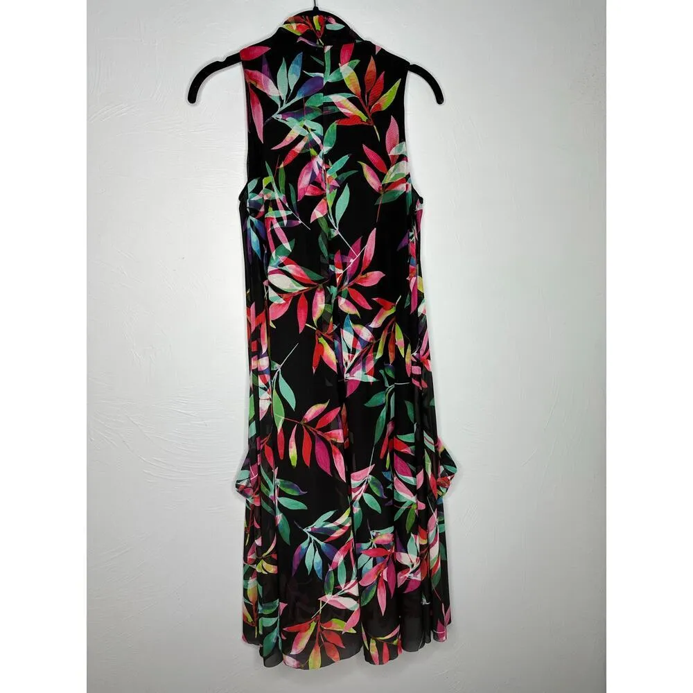 Joseph Ribkoff Floral A-Line Flowy Dress US Size 6 Lagenlook Sleeveless Lined - Image 2
