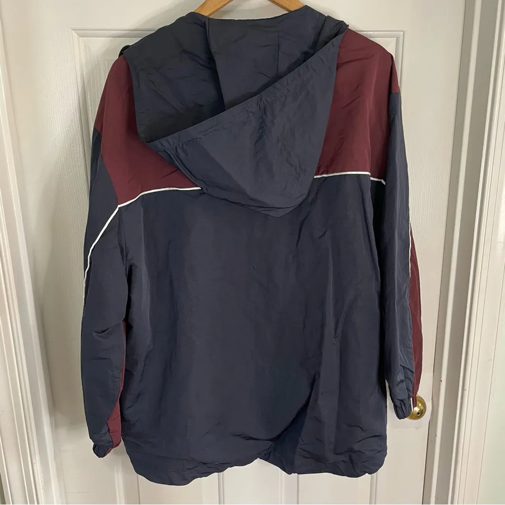 The Frankie Shop Navy Blue & Burgundy Windbreaker Jacket preppy all weather - Image 7