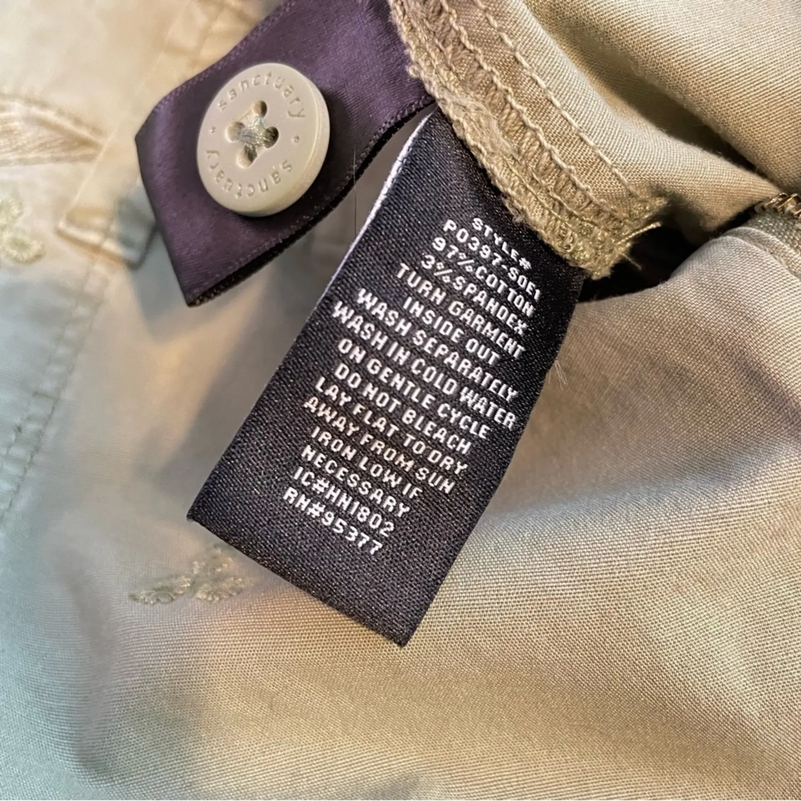 Sanctuary Surplus Olive Army Green Eyelet Cargo Cropped Utility pants 31 new - Image 12