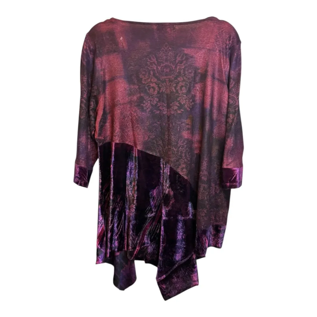 One World Sweater Women's Size 3X Tunic Floral Purple - Image 2