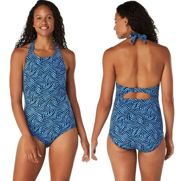 NEW‎ Speedo Print High Neck One Piece Women's Recreational swimsuit,  18 - Image 2