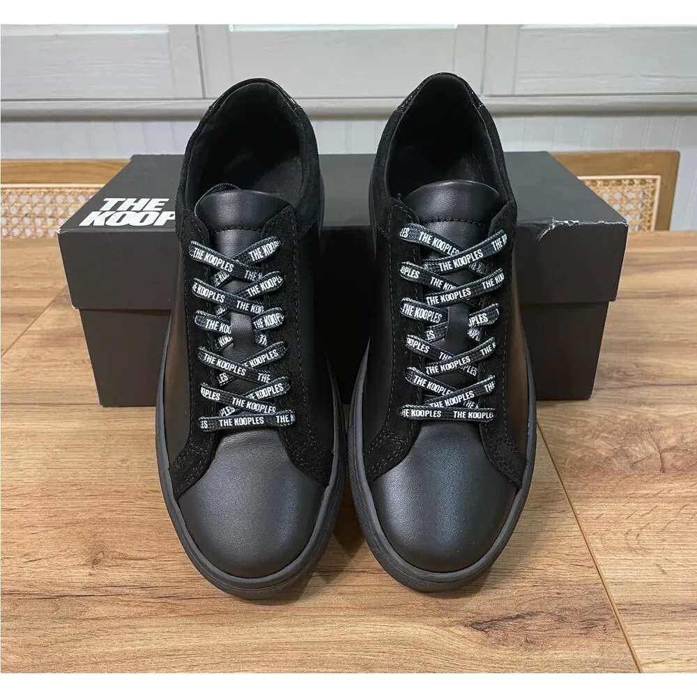 The Kooples Black Sneakers Unisex Leather Vinyl Size 7.5 US 38 EU NIB Low Tops - Image 5