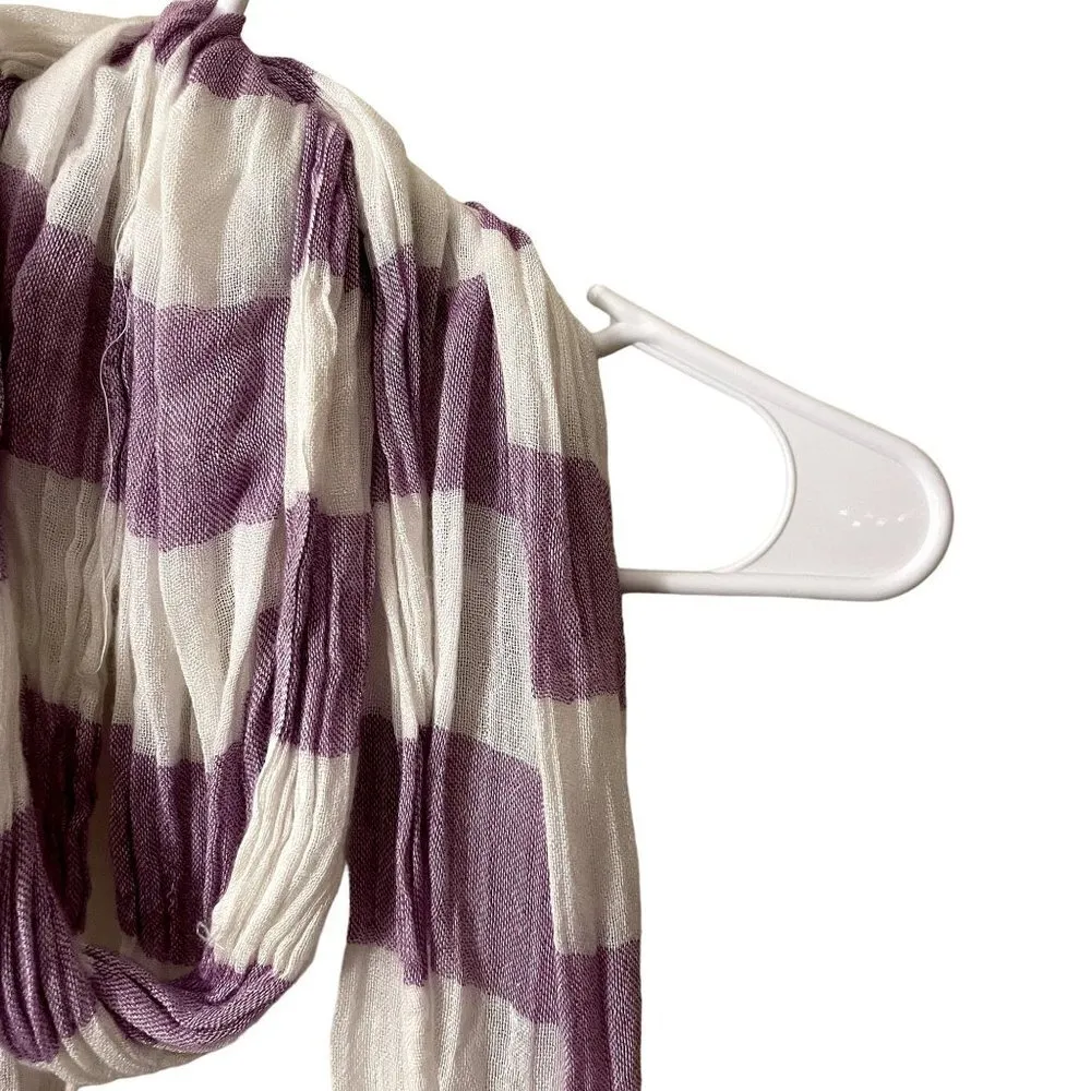 Classy purple and white striped rayon scarf fashion warm winter soft - Image 2