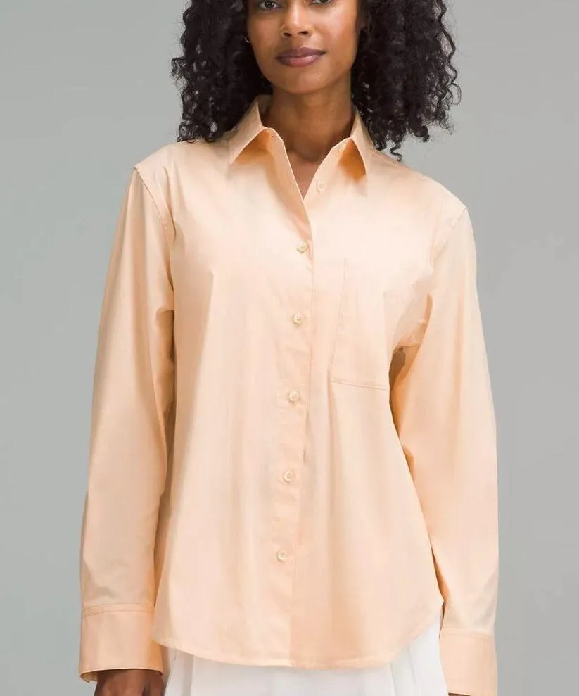 Lululemon S Relaxed-Fit Cotton-Blend Poplin Button-Down Shirt Peach Bell… - Image 2