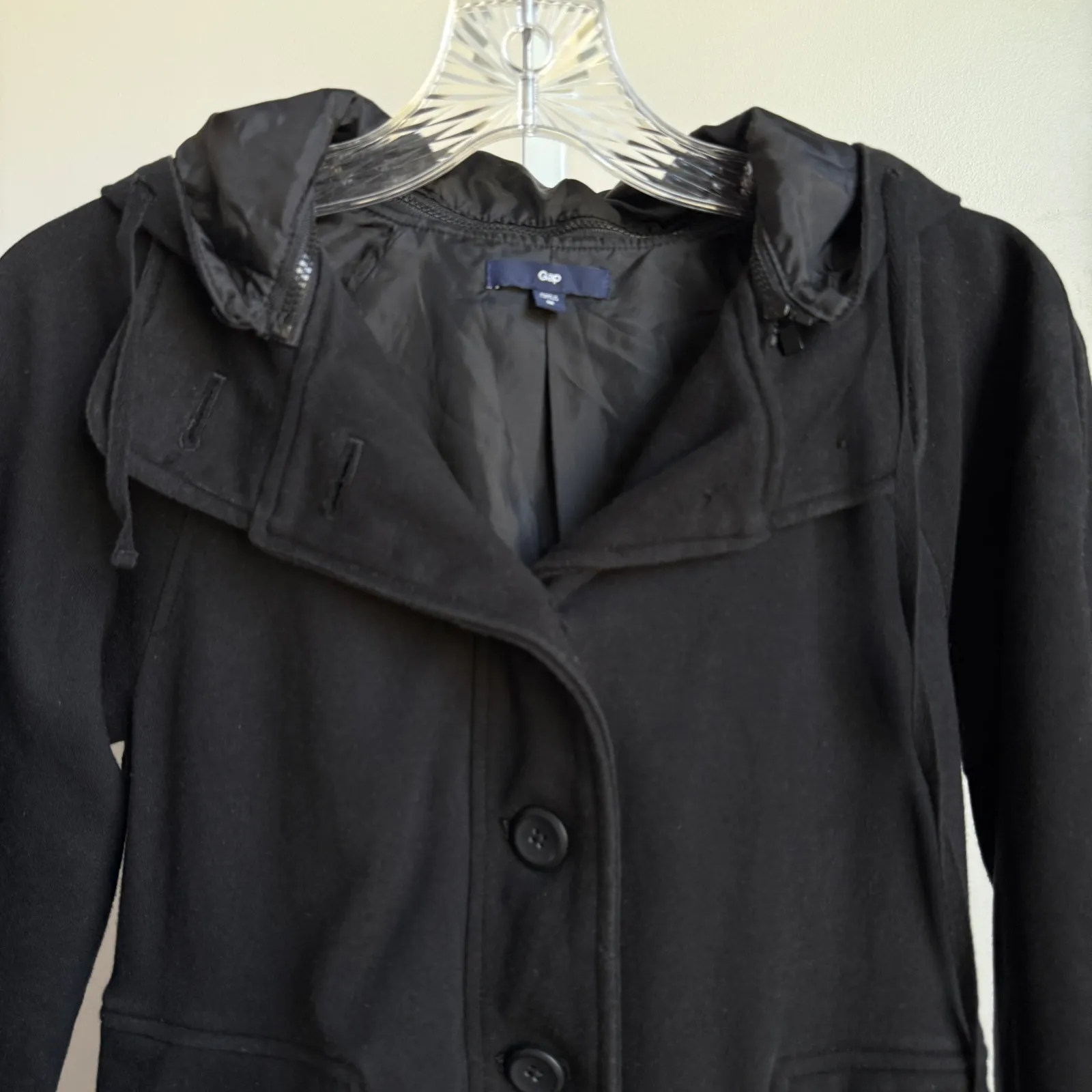 Gap sz M black 100% cotton hooded‎ jacket - Image 8