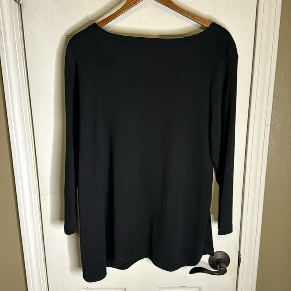 J. Jill Black Pima 3/4 Sleeve V-neck Tee Basics Size Large - Image 4