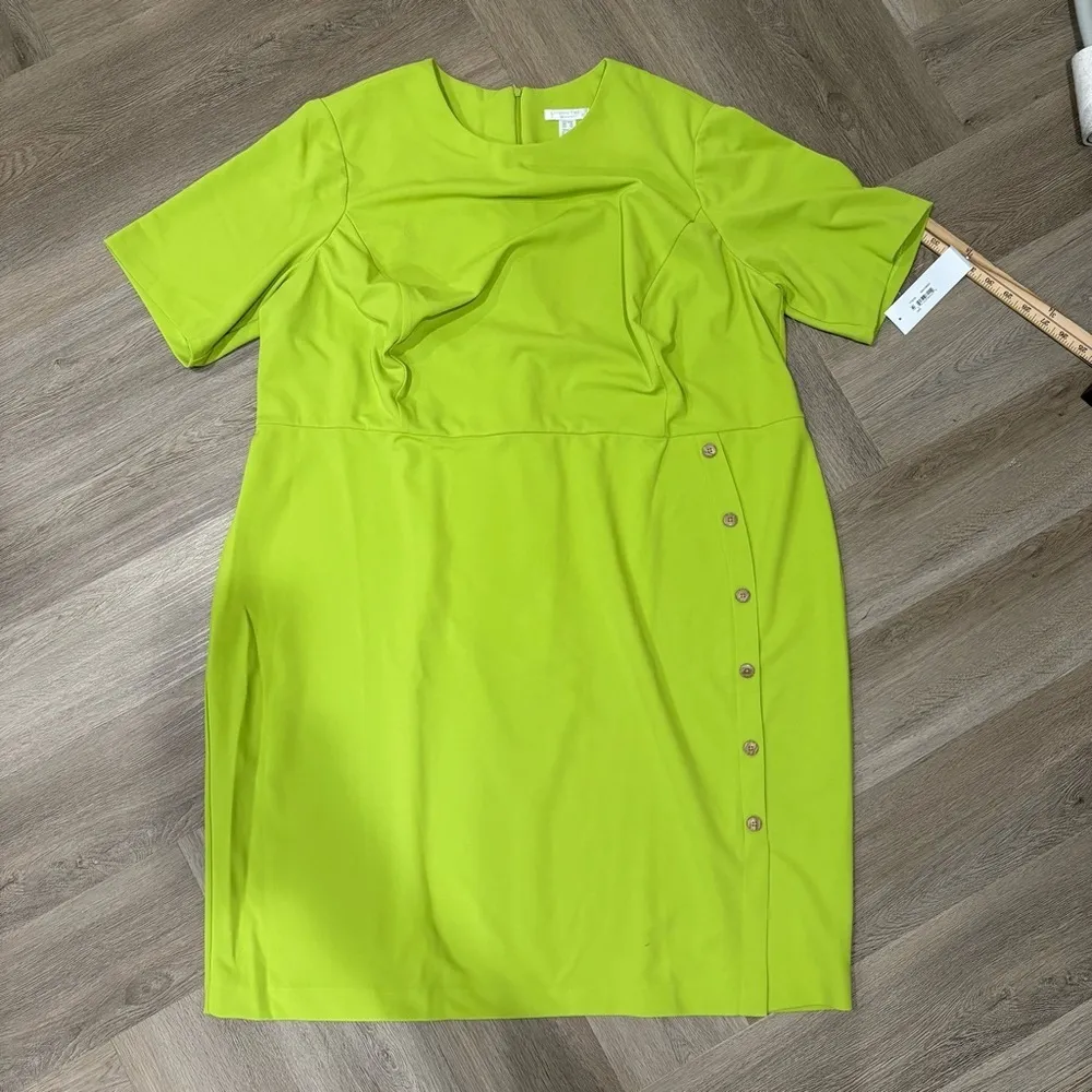 London Times Green Sheath Dress Crew Neck Short Sleeve Size 24W - Image 6