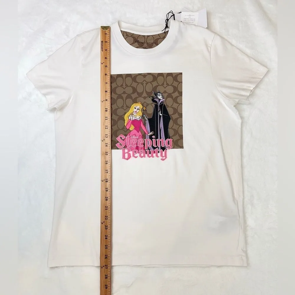 NWT Disney X Coach Signature Sleeping Beauty T Shirt off white size M - Image 6