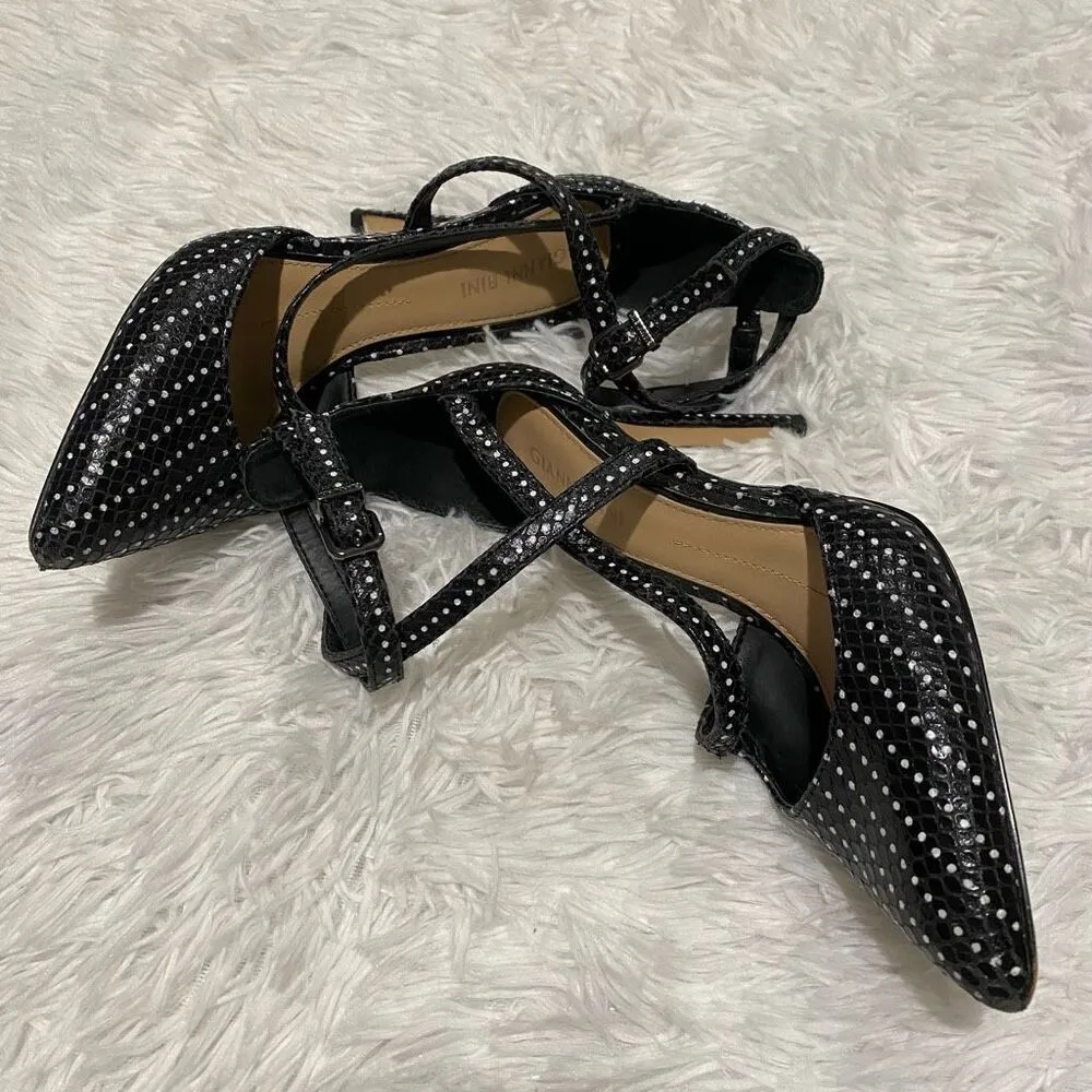 Gianni Bini Stiletto Heel in Black White Dot Size 5.5 - Image 4