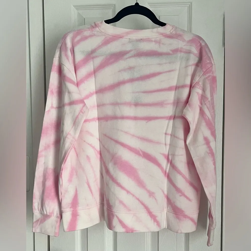 🆕 NWT Splendid Pink White Tie Dye Cozy Crewneck Pullover Sweatshirt, Small - Image 2