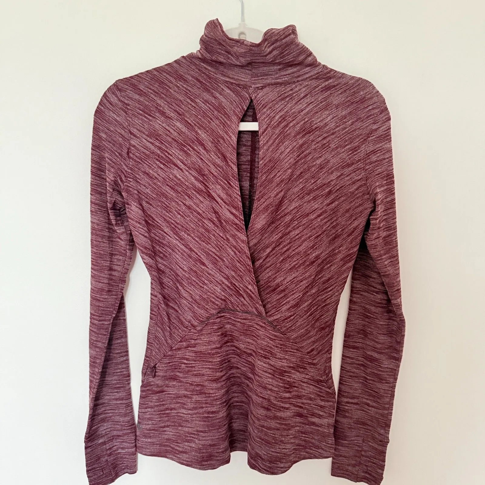 Lululemon & go Take-Off Long Sleeve Heathered Bordeaux Drama Top Sz 4 - Image 3