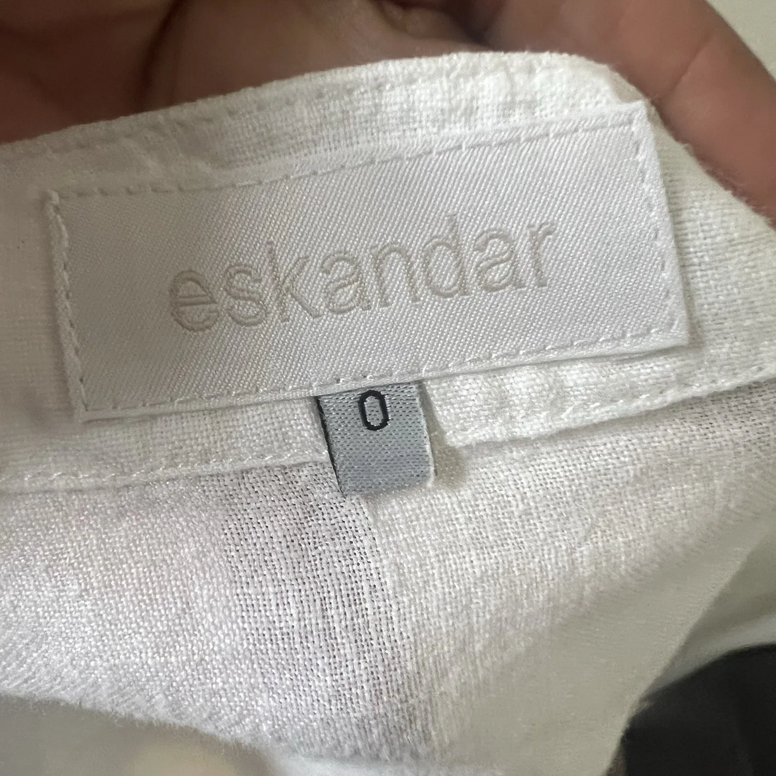 Eskandar Women’s Linen Tunic Boxy White Tan Colorblock Size XS Oversized Beach - Image 14