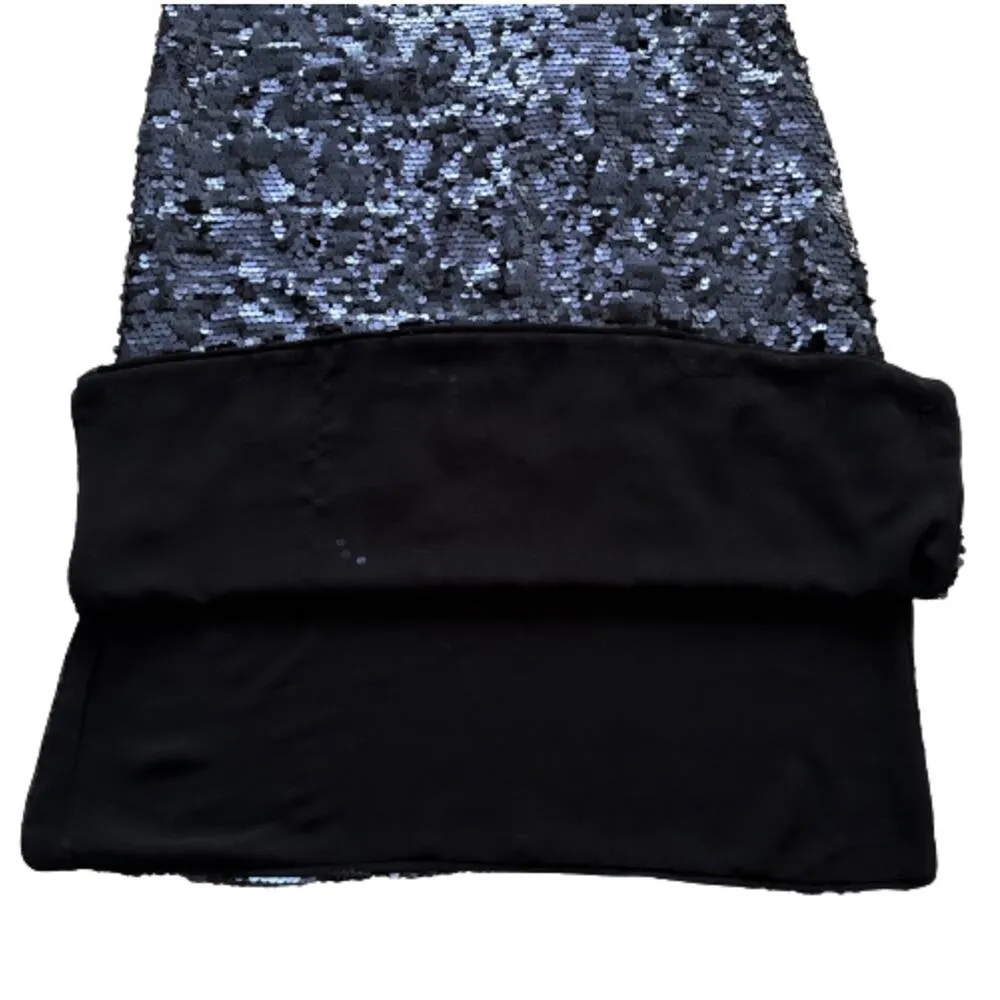 K/Lab Dress Navy Blue Sequins V-Neck Sleeveless Party Midi Dress Size Small - Image 9