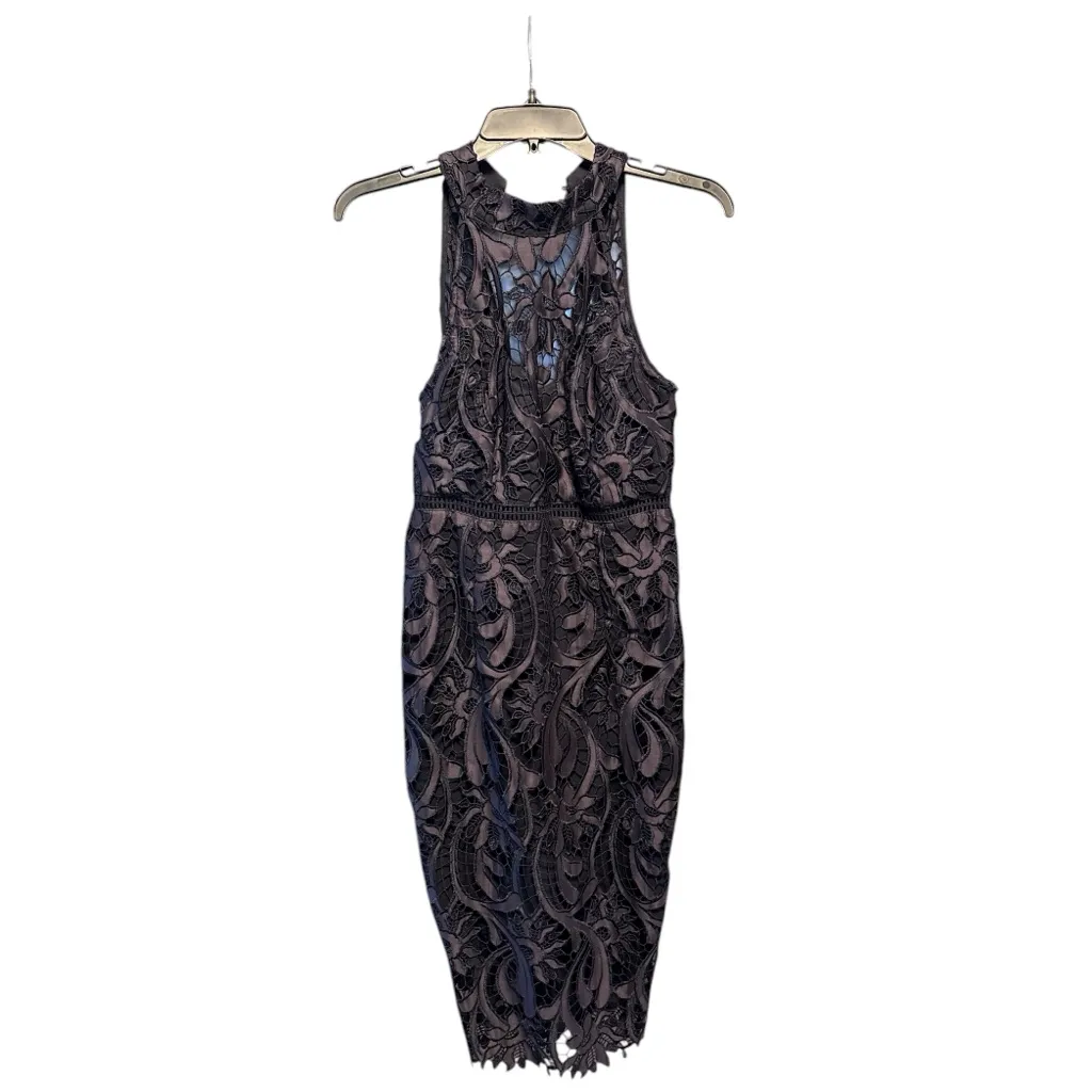 Bardot Isa Lace Halter Dress French Navy Fit & Flare Midi Size 4 - Image 3