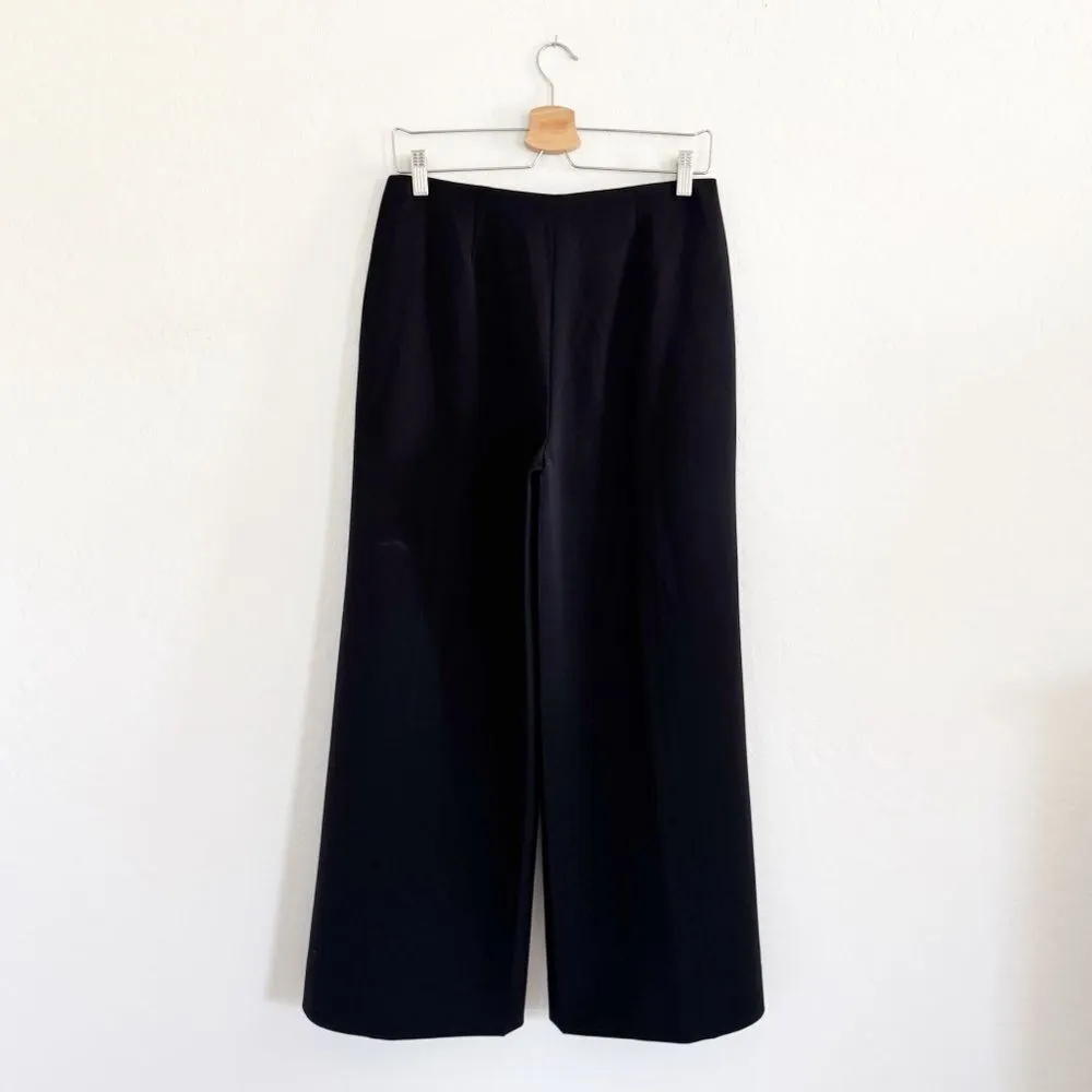 Theory Black Admiral Crepe White Stitching Seamed Wide Leg Pants Size 4 - Image 5