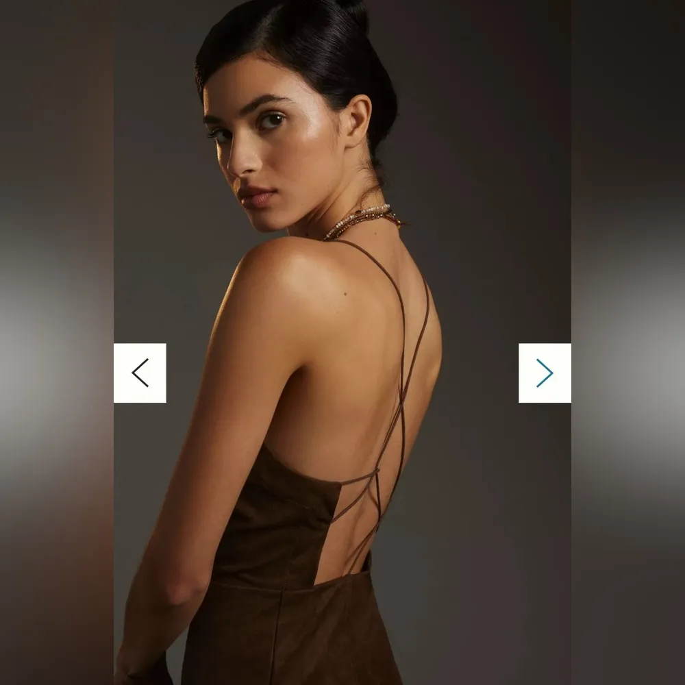 Anthropologie Brown Sheath Midi Dress Sleeveless Cocktail - Image 2