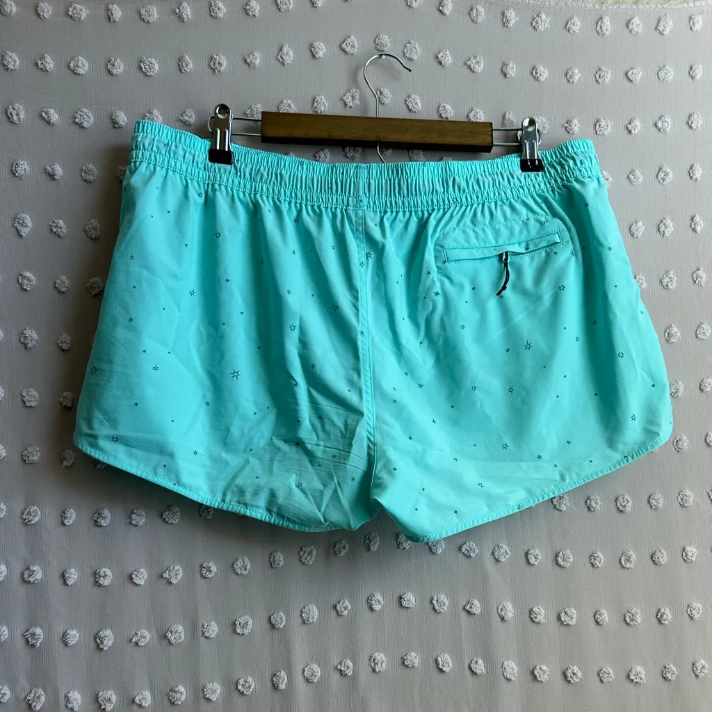 Patagonia Women’s Stretch Plaining Micro Shorts 2” Inseam‎ Sz XL Teal - Image 2