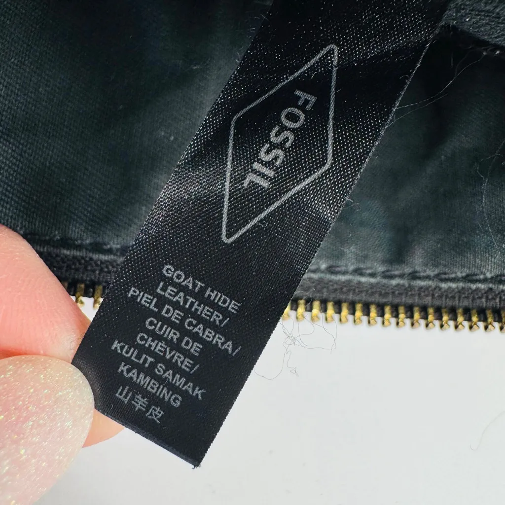 Fossil Corey Crossbody Bag Black Brown Goat Hide Leather - Image 8