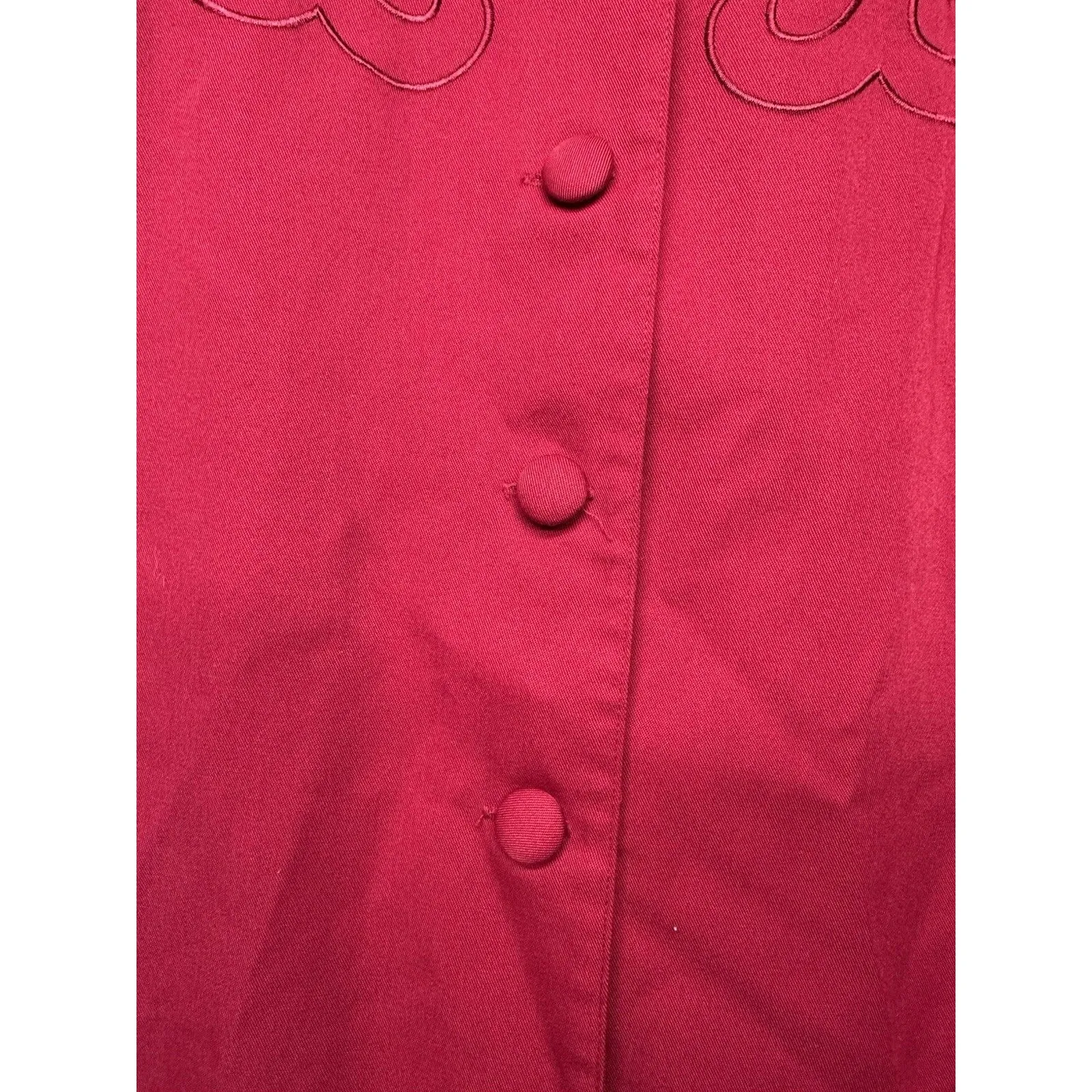 Style Works Women’s Size 14 Red Long Button Front Embroidered Dress Coat Jacket - Image 7