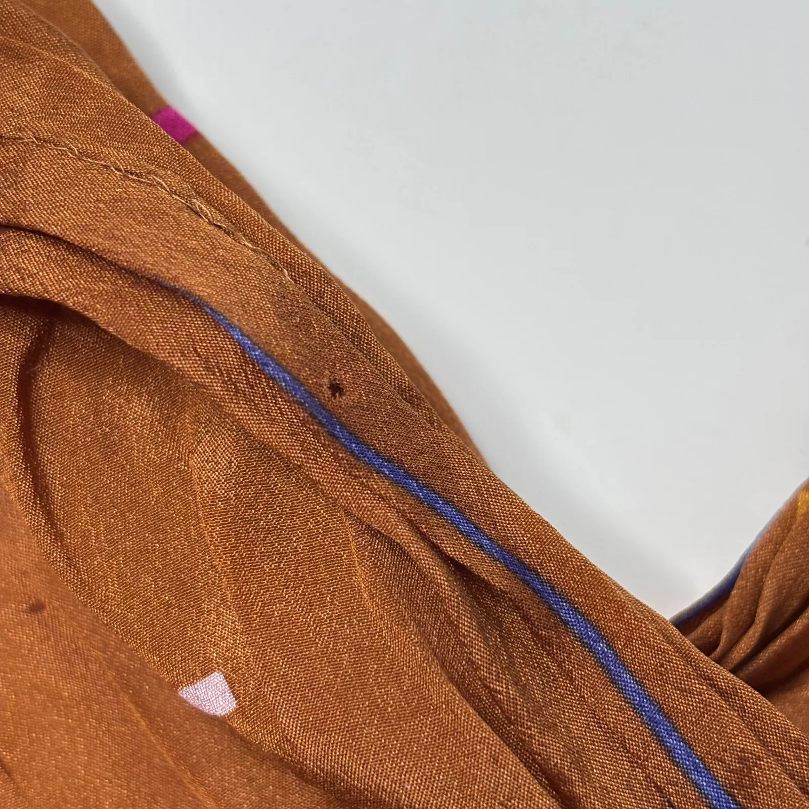 VTG Oscar de la Renta Silk Scarf Wrap Brown Multicolor Sprinkles Print Retro SEE - Image 5