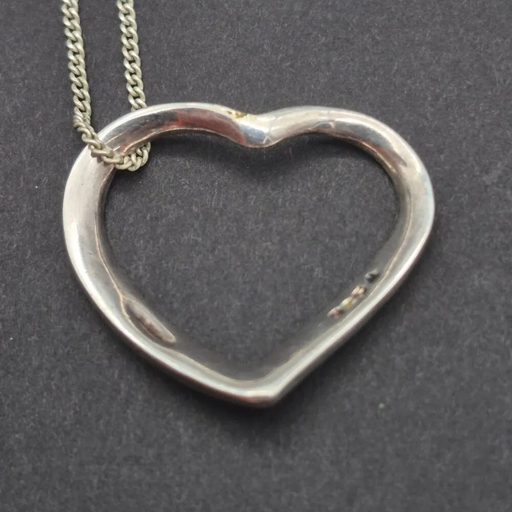 Vintage Sterling Silver Chain and Open Heart Pendant Necklace 18" Valentine Gift - Image 8