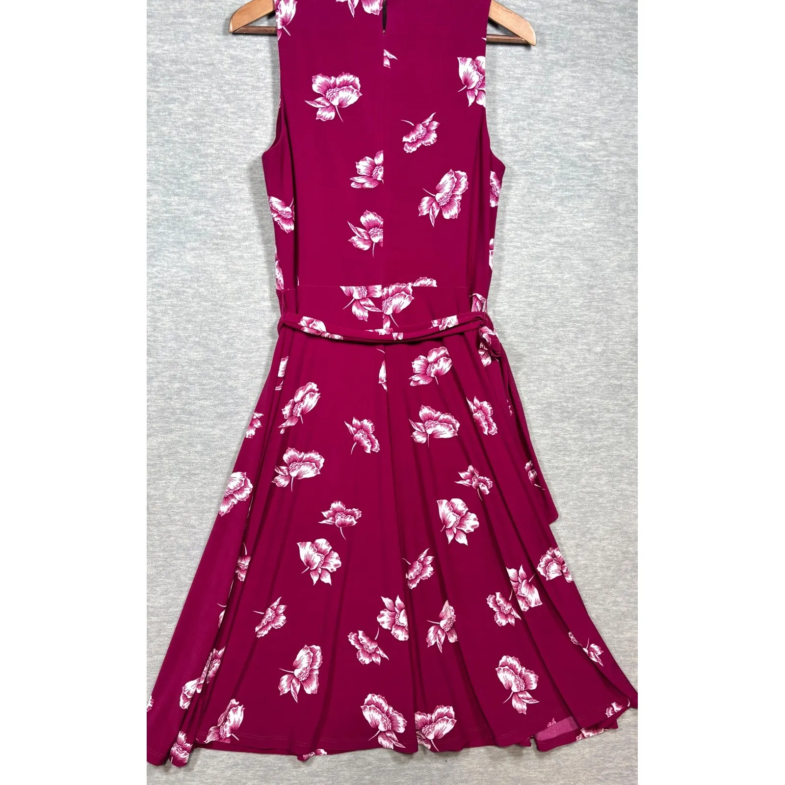 Lauren Ralph Lauren Womens Dress Size 8 Floral Sleeveless Belted Midi Pink - Image 7