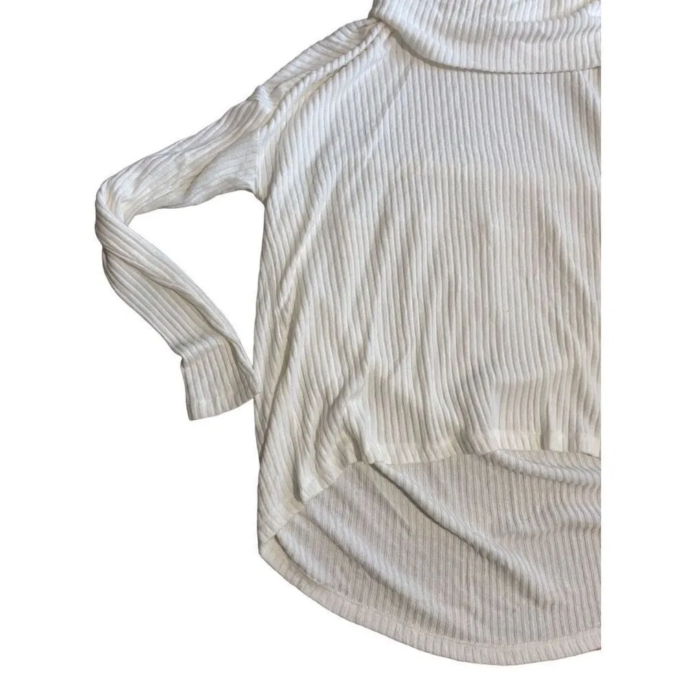 Anthropologie Saturday Sunday Ivory Brushed Ribbed cowl Neck Pullover Sweater wh - Image 7